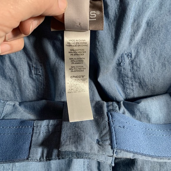 BUNDLE Chico's Lightweight Cropped/Cuffed Cargo Pants , Tag 2.  navy Lt Blue Tan - Picture 3 of 12